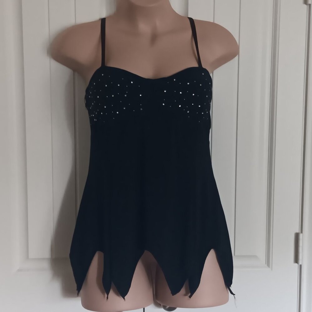Jante Nicole Black Beaded Spaghetti Strap Camisole Top 1X